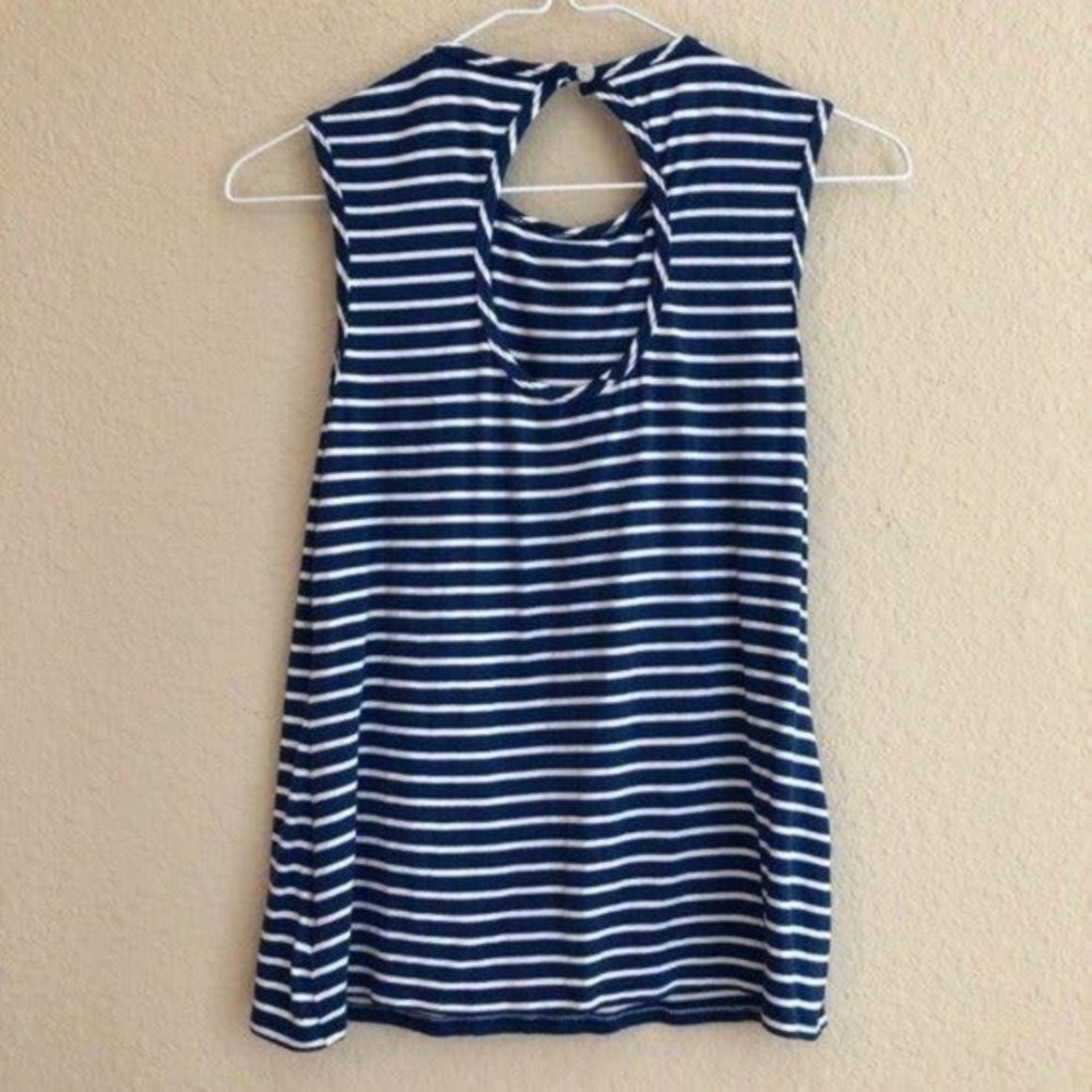 Trina Turk Tank Top Striped Ruffle Nautical - Picture 3 of 4
